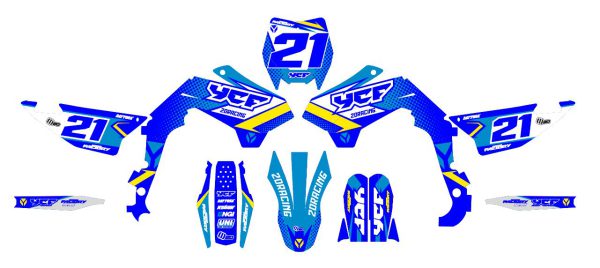 Motocross-stickerset – YCF – SM 150 – 2DR4 – BLAUW - Afbeelding 3