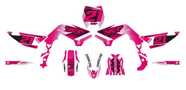 Motocross-stickerset – YCF – SM 125 – 2DR4 – ROZE - Afbeelding 2
