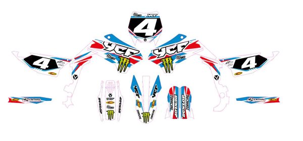 Motocross-stickerset – YCF – SM 125 – 2DR6 – WIT - Afbeelding 3