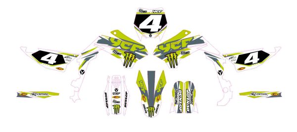 Motocross-stickerset – YCF – SM 125 – 2DR6 – LIME - Afbeelding 3