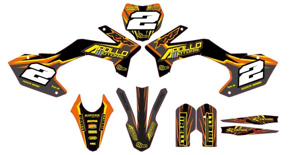 Grafische motorcrosskit – APOLLO – RFZ – 2DR4 – ORANJE - Afbeelding 3