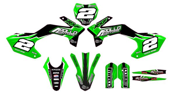 Grafische motorcrosskit – APOLLO – RFZ – 2DR4 – GROEN - Afbeelding 3