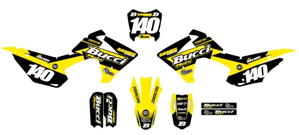 Motocross-stickerset – BUCCI – BR1-F15-F20 – 2DR4 – GEEL - Afbeelding 2