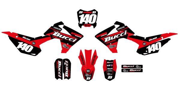 Motocross-stickerset – BUCCI – BR1-F15-F20 – 2DR4 – ROOD - Afbeelding 2