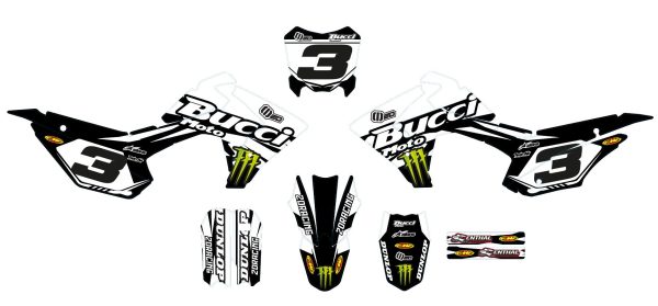 Motocross-stickerset – BUCCI – BR1-F4-F6 – 2DR6 – WIT - Afbeelding 2