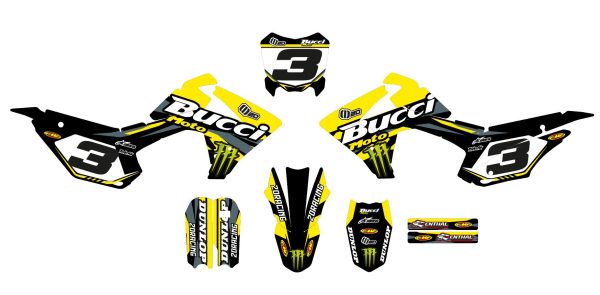 Motocross-stickerset – BUCCI – BR1-F4-F6 – 2DR6 – GEEL - Afbeelding 2