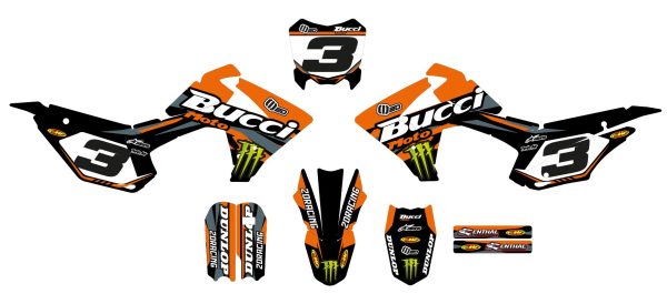 Motocross-stickerset – BUCCI – BR1-F4-F6 – 2DR6 – ORANJE - Afbeelding 2