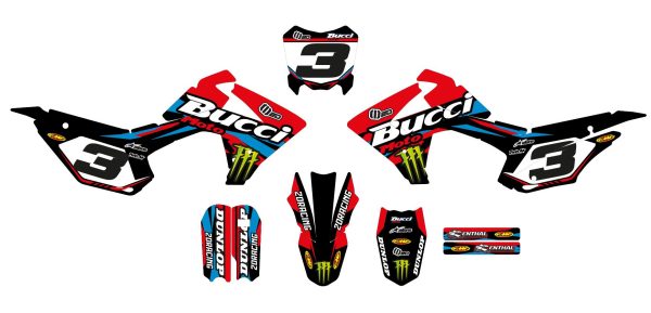 Motocross-stickerset – BUCCI – BR1-F15-F20 – 2DR6 – ROOD - Afbeelding 2